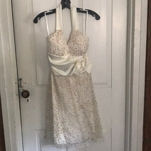 Ivory and gold sparkled homecoming dress